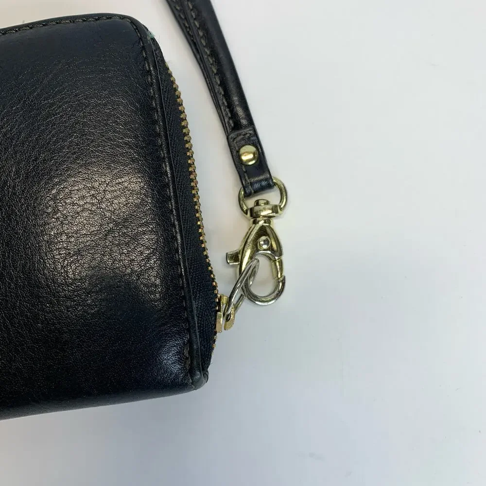 Fossil Black Leather Wristlet Wallet 8 x 4